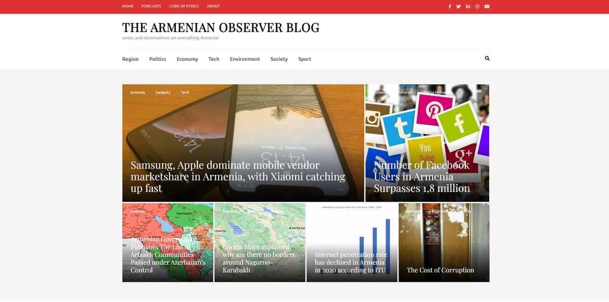 Screenshot of the Ditord - The Armenian Observer Blog website