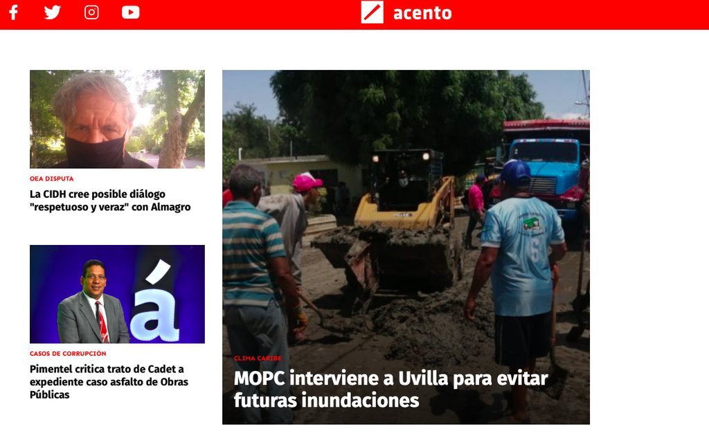Screenshot of the Acento website