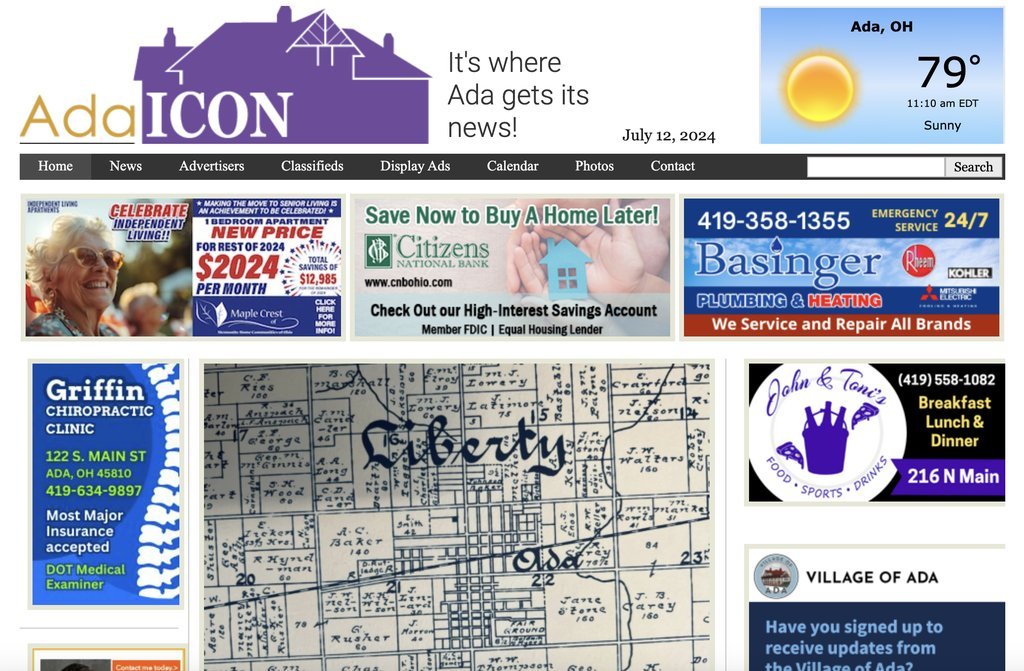 Screenshot of the Ada Icon website