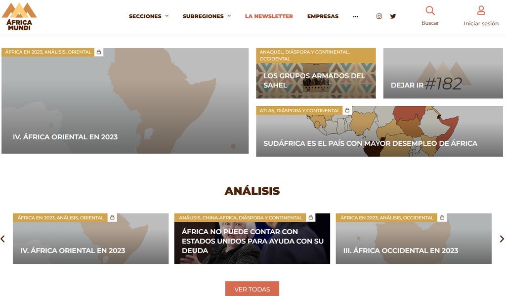 Screenshot of the Africa Mundi website