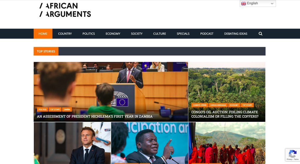 Screenshot of the African Arguments website