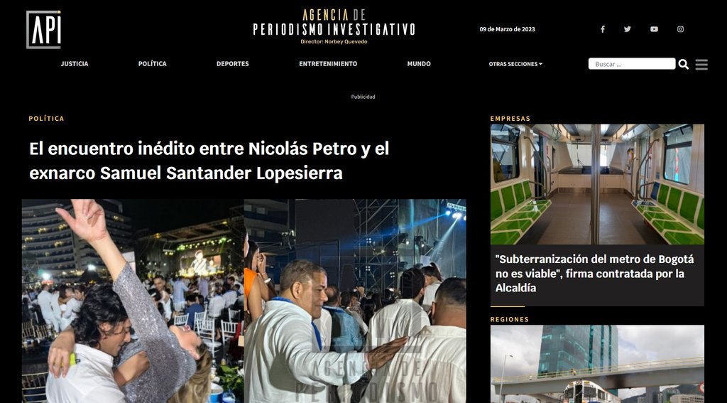 Screenshot of the Agencia De Periodismo Investigativo Api website