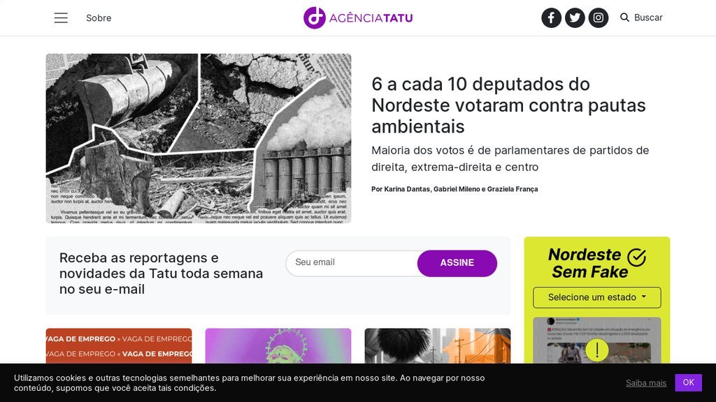 Screenshot of the Agência Tatu website