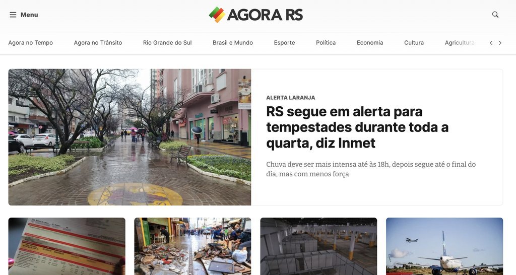 Screenshot of the Agora no RS website