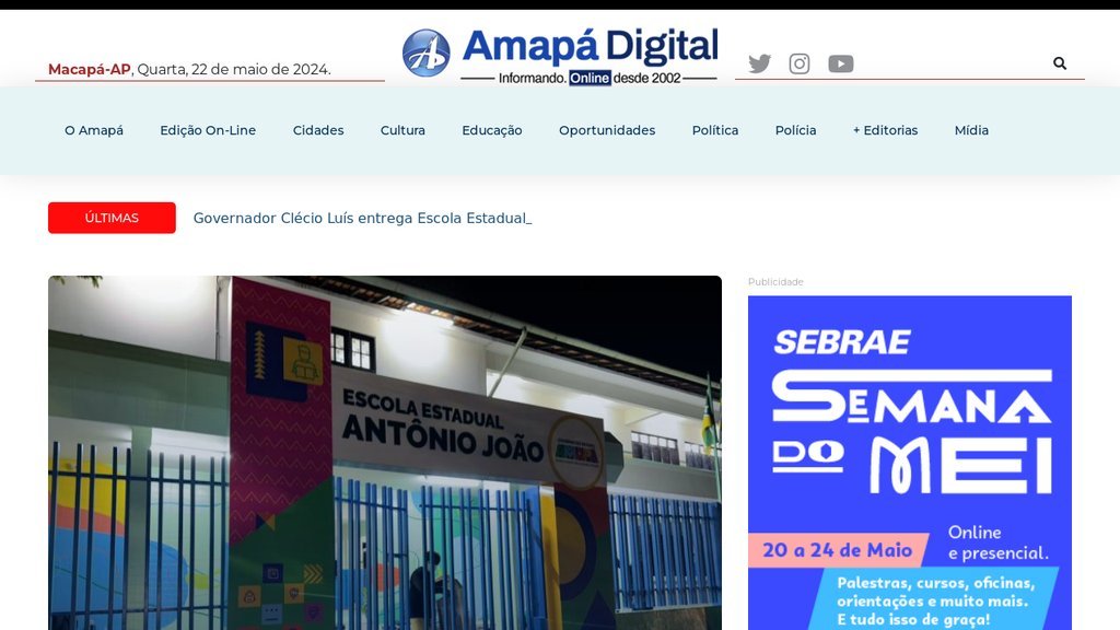 Screenshot of the Amapá Digital website