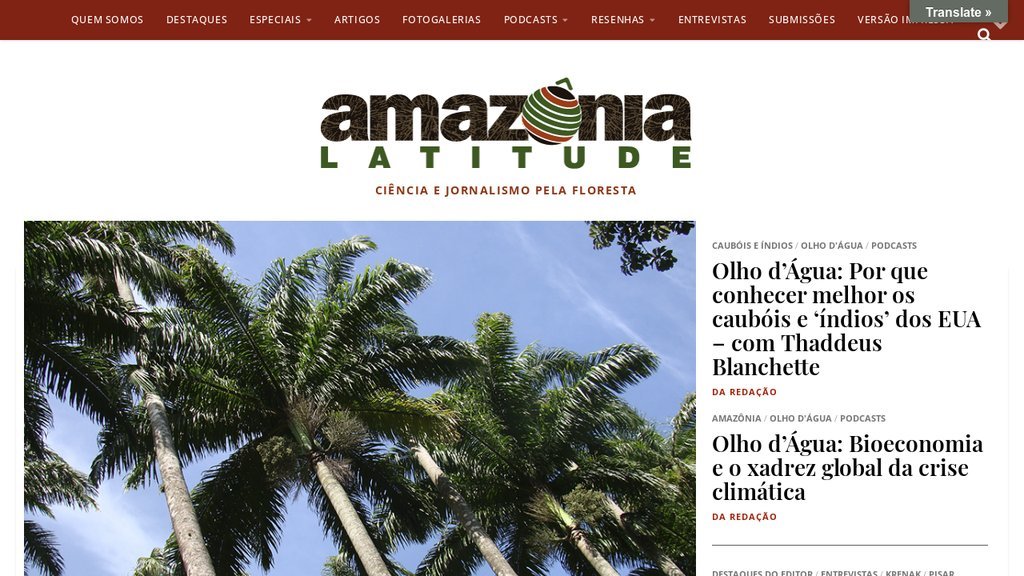 Screenshot of the Amazônia Latitude website