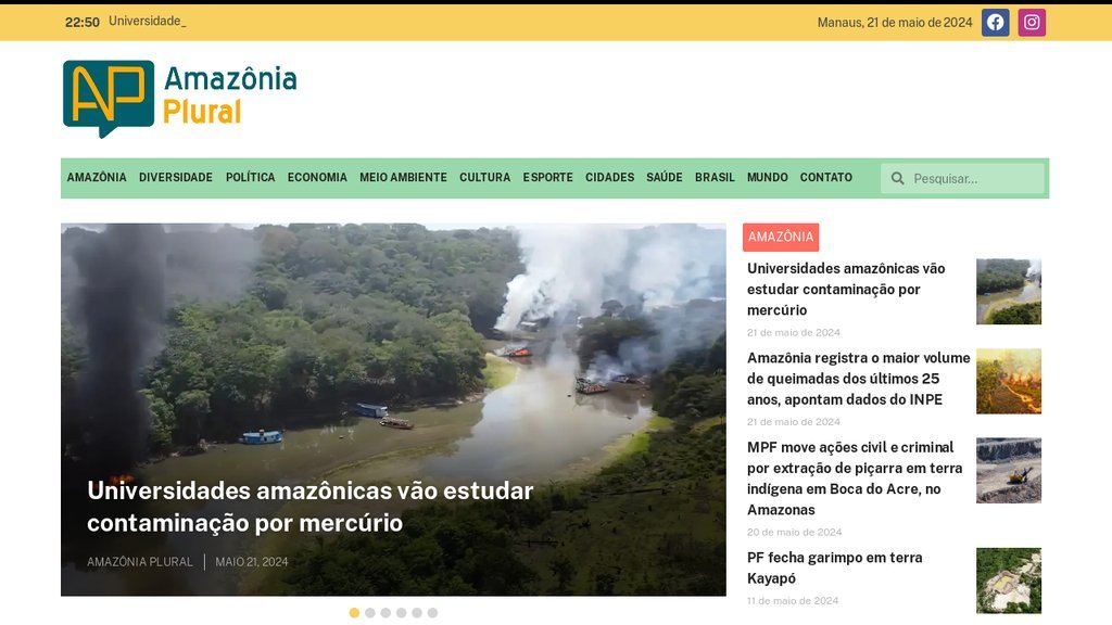 Screenshot of the Amazônia Plural website