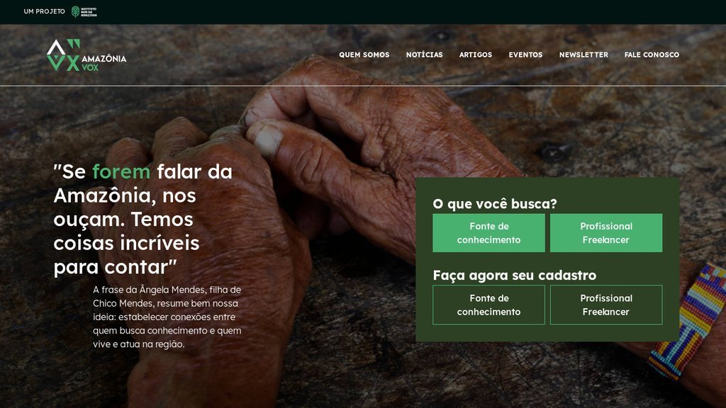 Screenshot of the Amazônia Vox website