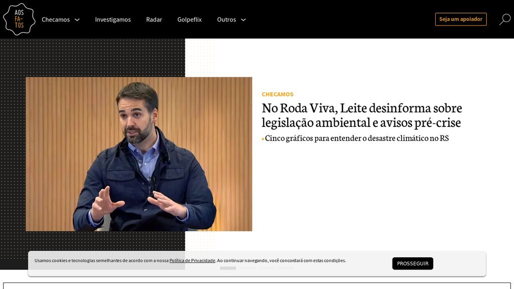 Screenshot of the Aos Fatos website