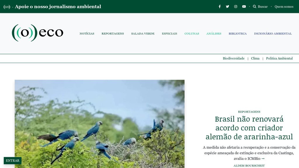 Screenshot of the Associação O Eco website
