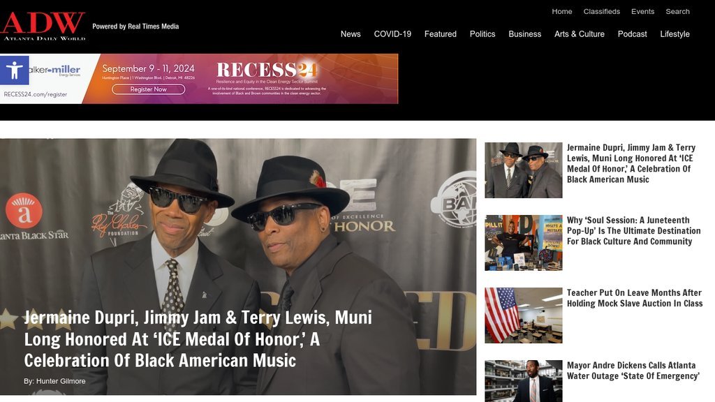 Screenshot of the Atlanta Daily News website