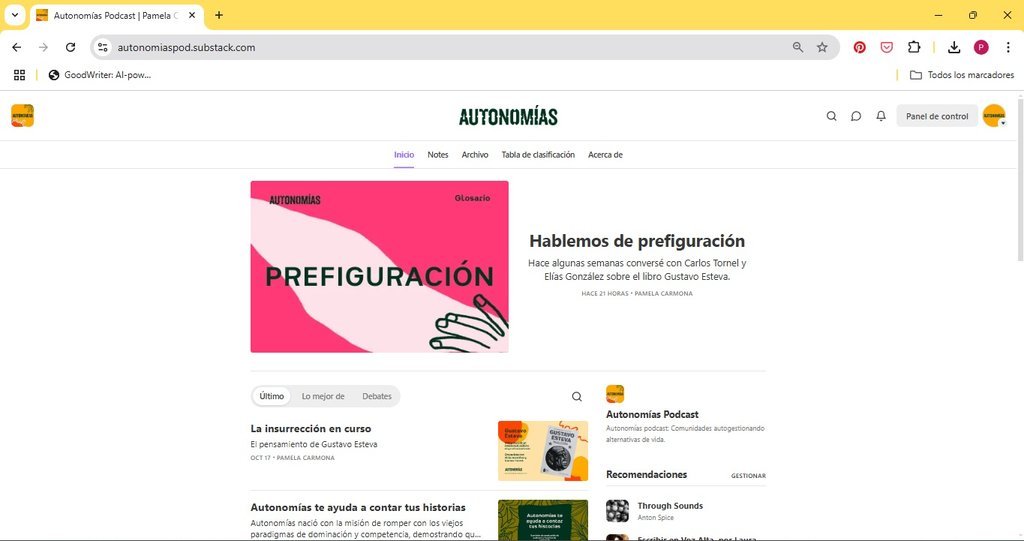 Screenshot of the autonomias podcast website