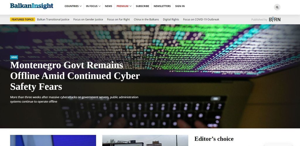 Screenshot of the Balkan Insight website