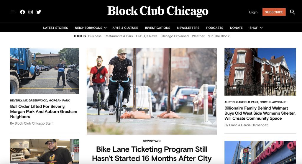Screenshot of the Block Club Chicago website