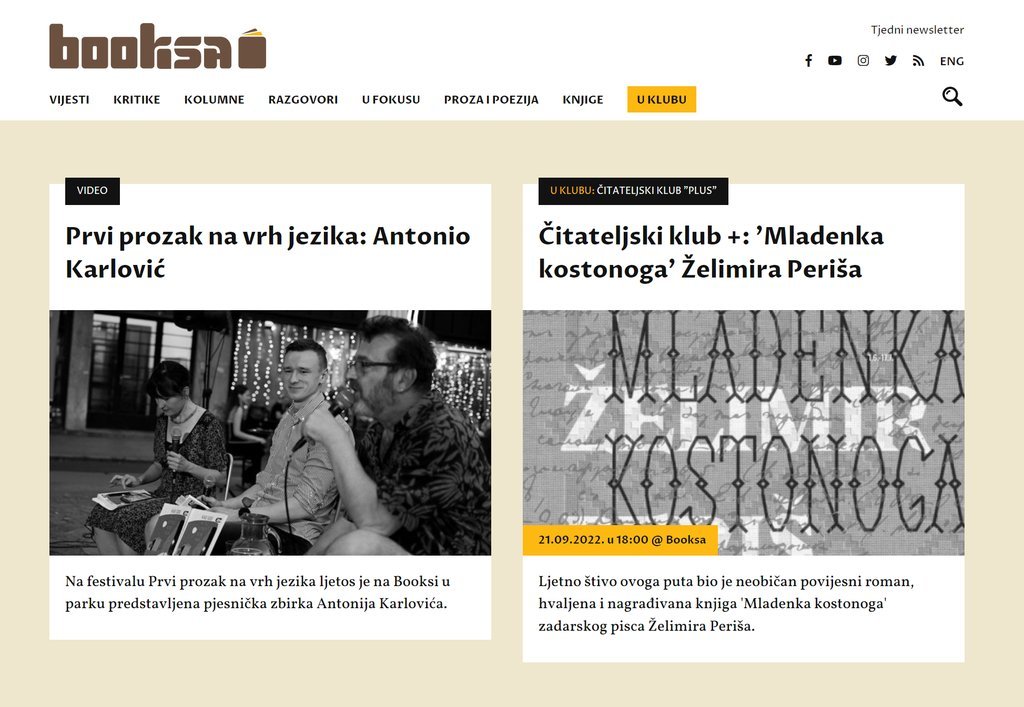 Screenshot of the Booksa.hr website