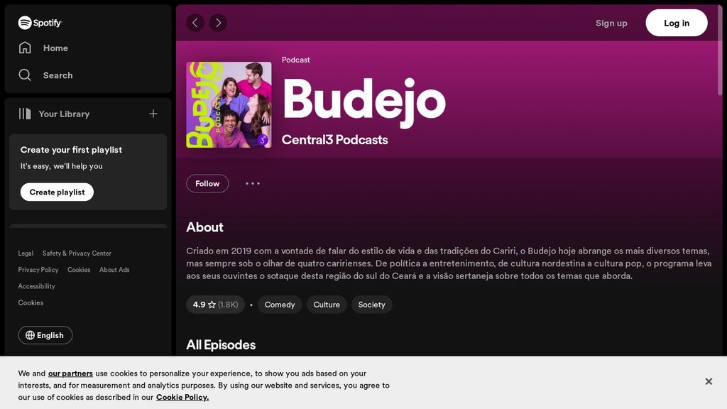 Screenshot of the Budejo Podcast website