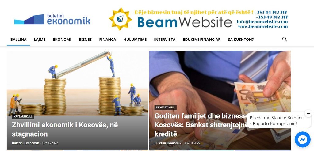 Screenshot of the Buletini Ekonomik website