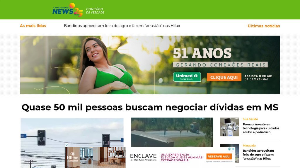 Screenshot of the Campo Grande News website