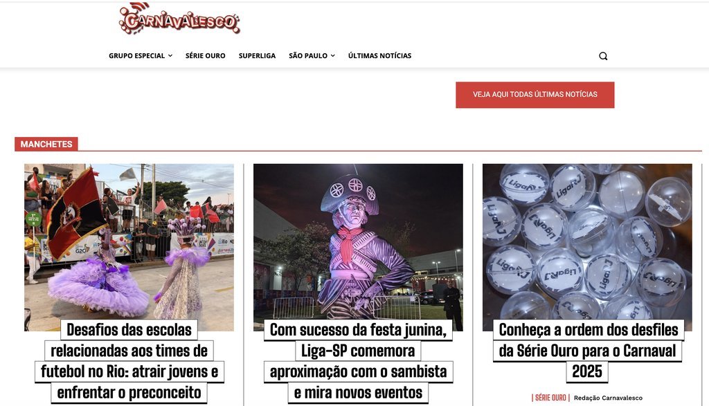Screenshot of the Carnavalesco website
