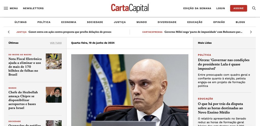 Screenshot of the CartaCapital website