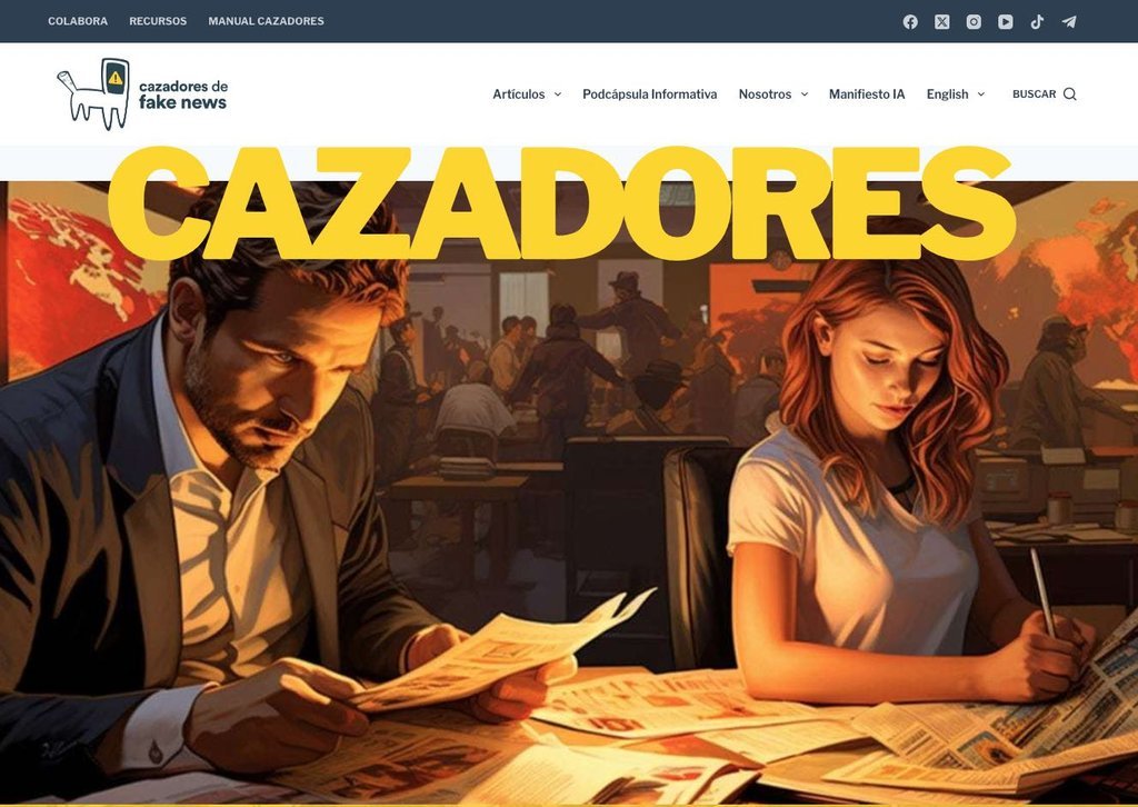 Screenshot of the cazadores de fake news website