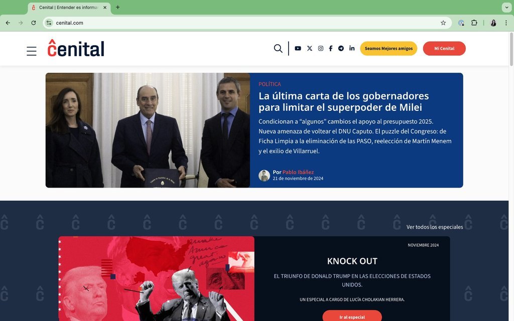 Screenshot of the cenital website