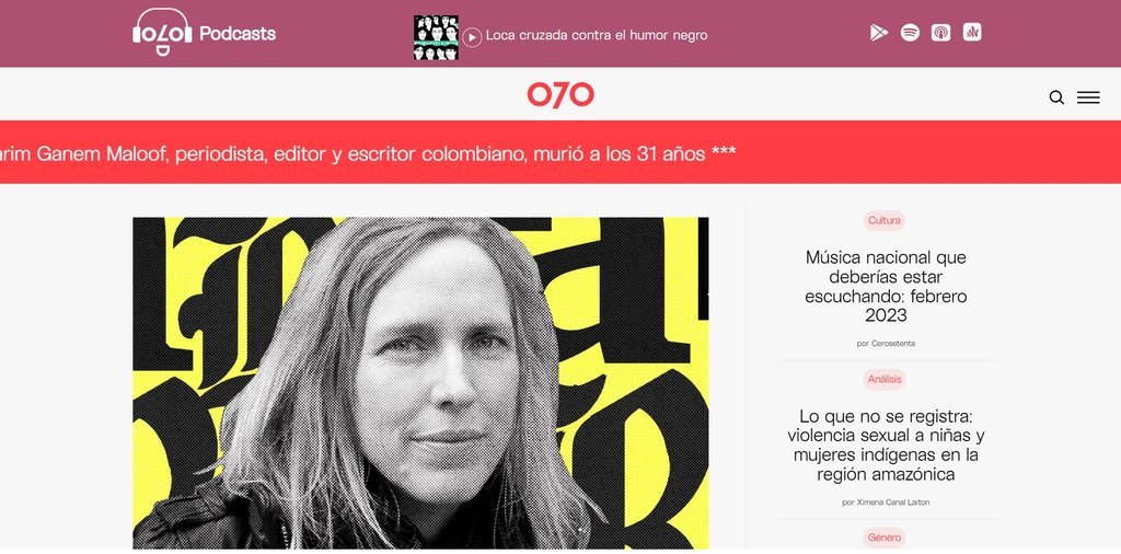 Screenshot of the Cerosetenta / 070 website