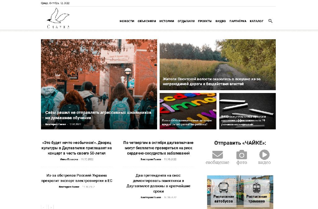 Screenshot of the Chayka website