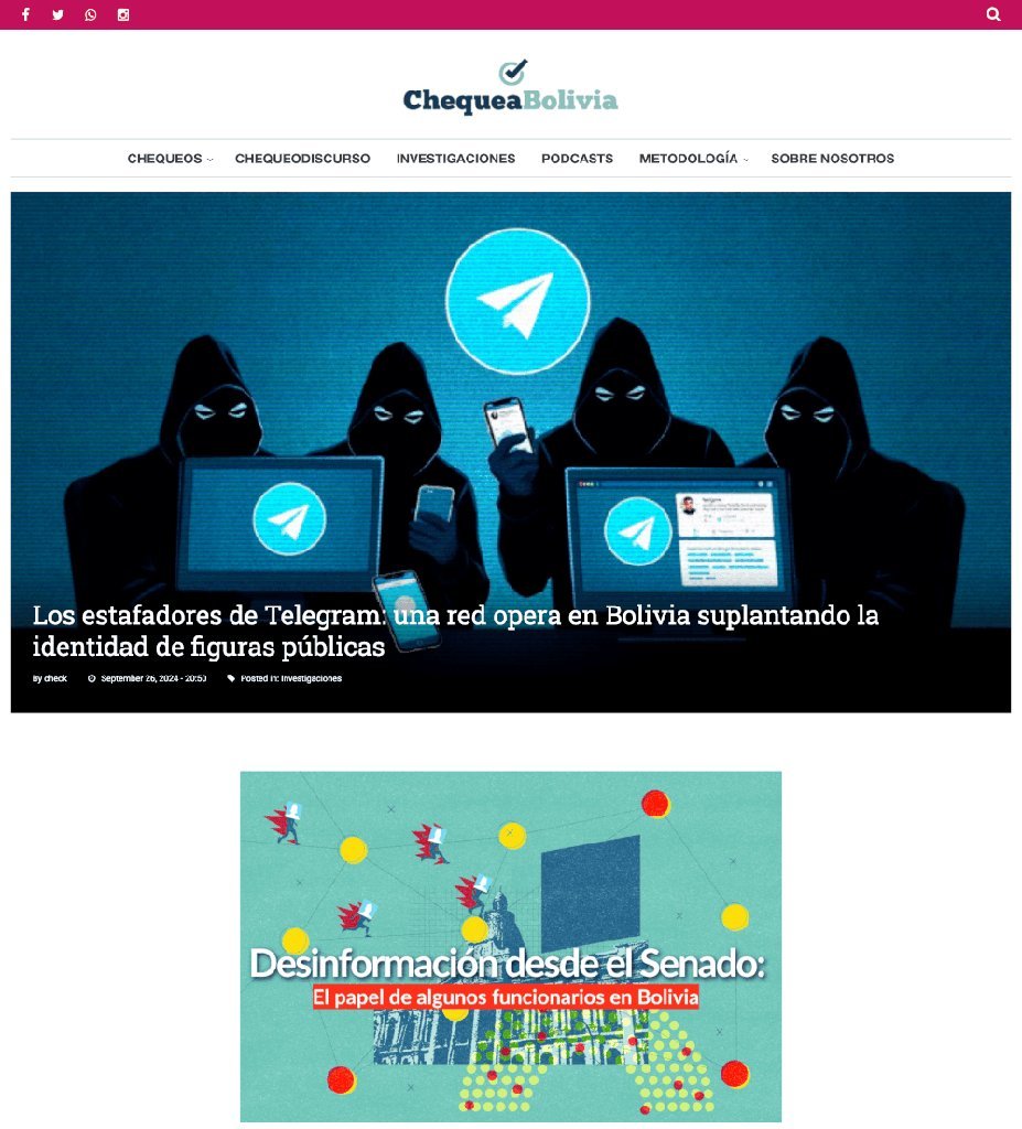 Screenshot of the Chequea Bolivia website