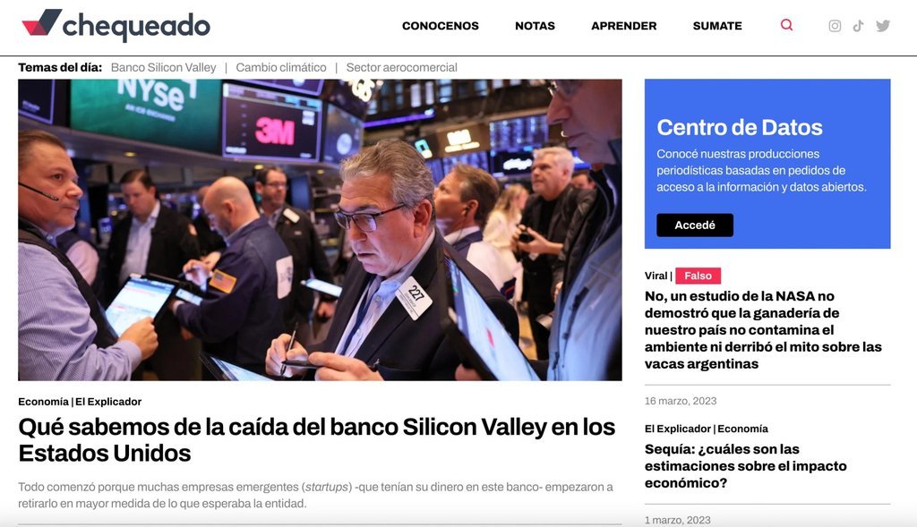 Screenshot of the Chequeado website