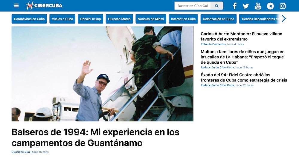 Screenshot of the Cibercuba website