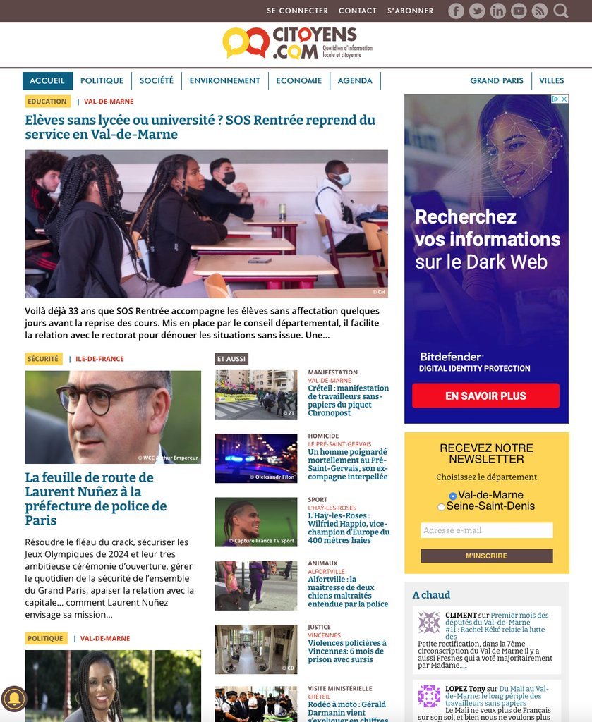 Screenshot of the Citoyens.com website