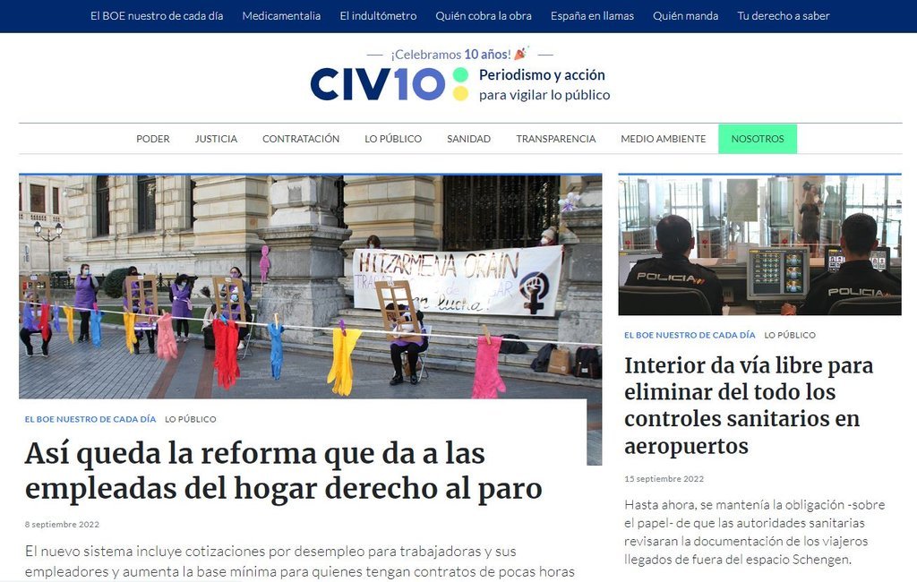 Screenshot of the Civio website