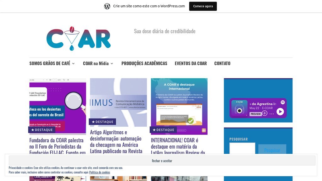 Screenshot of the Coar Notícias website