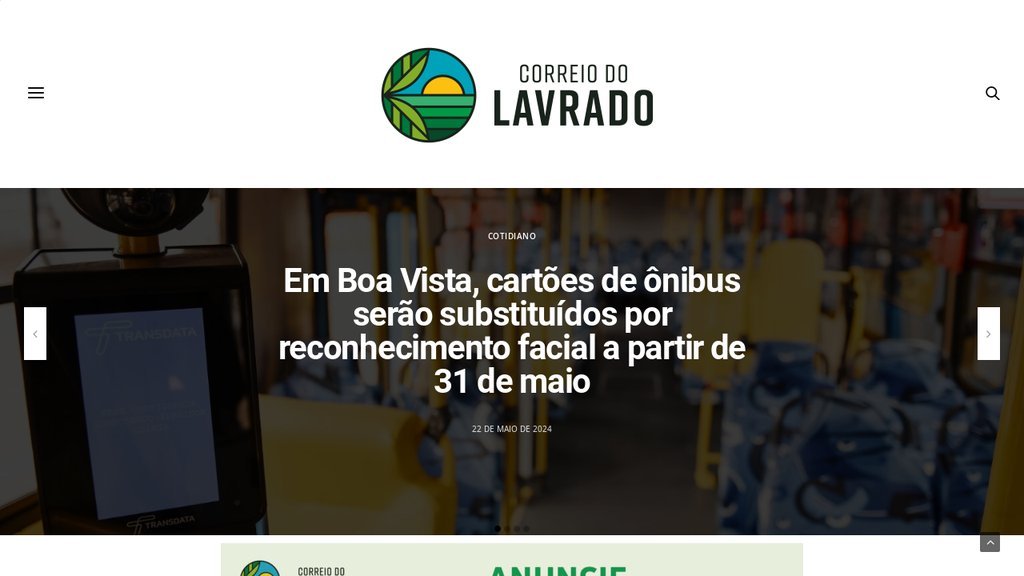 Screenshot of the Correio do Lavrado website