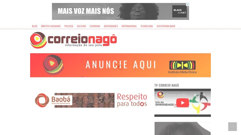 Screenshot of the Correio Nagô website