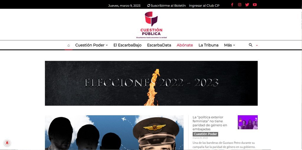 Screenshot of the Cuestión Pública website