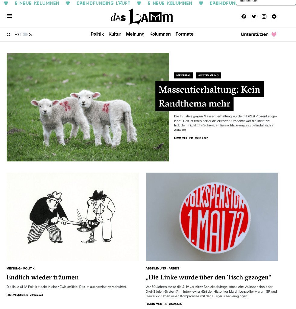 Screenshot of the Das Lamm website