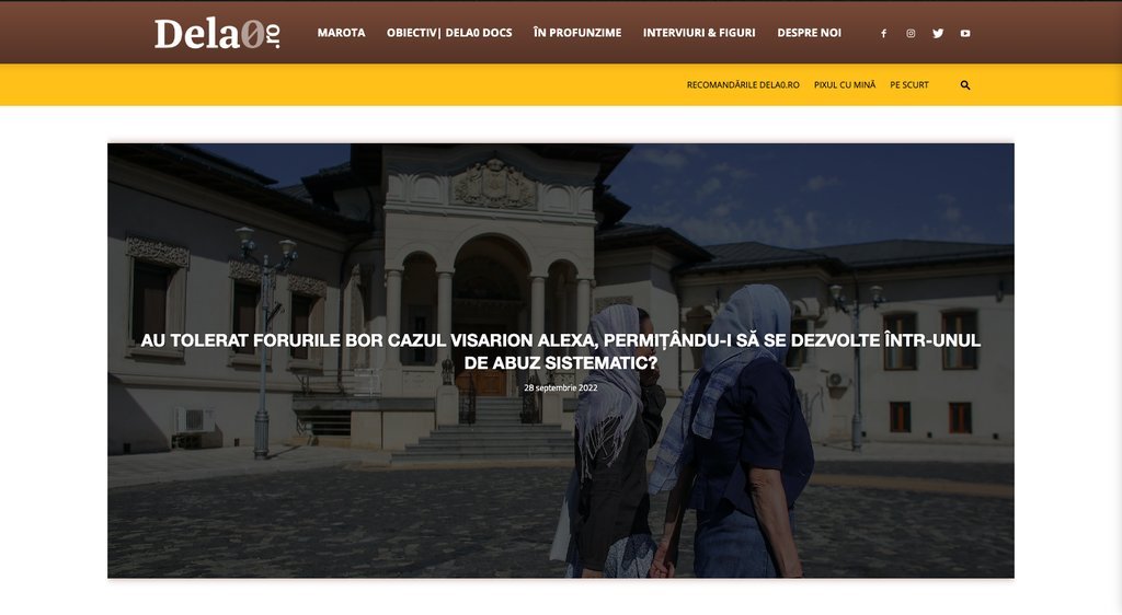 Screenshot of the Dela0.ro website