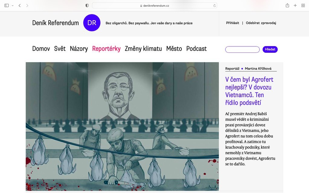 Screenshot of the Deník Referendum website