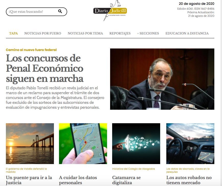 Screenshot of the Diario Judicial website