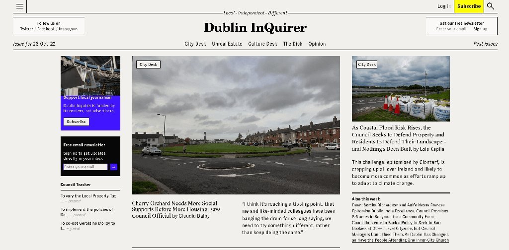 Screenshot of the Dublin Inquirer website