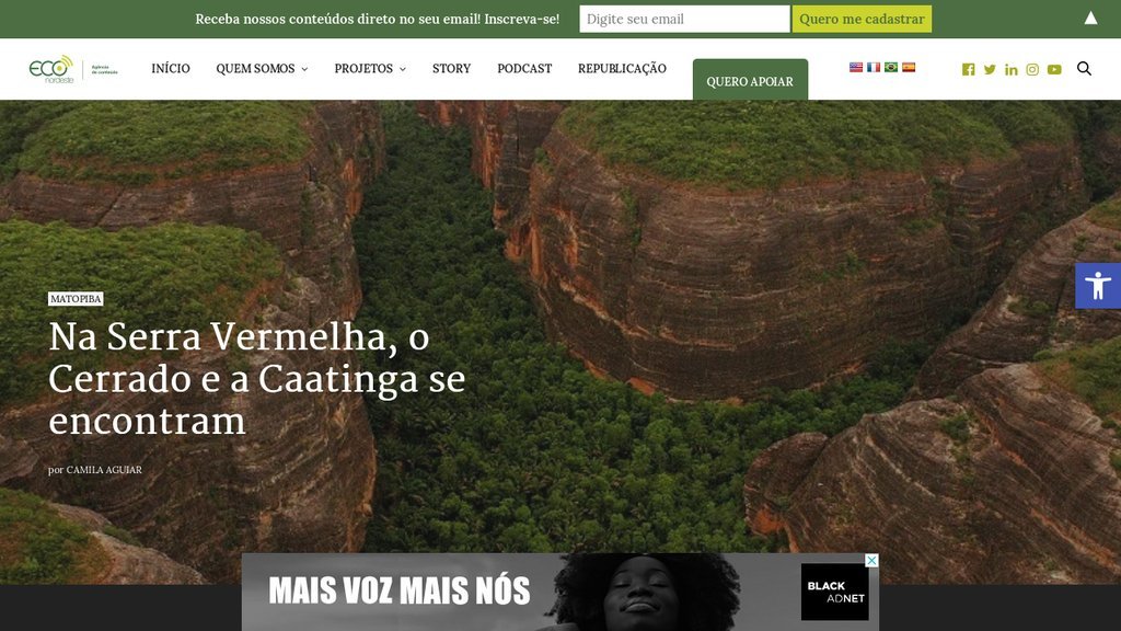 Screenshot of the Eco Nordeste website