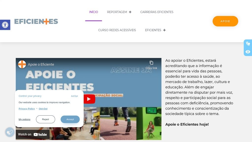 Screenshot of the Eficientes website