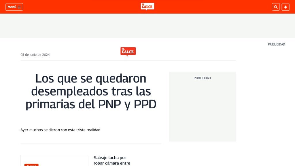 Screenshot of the El Calce website