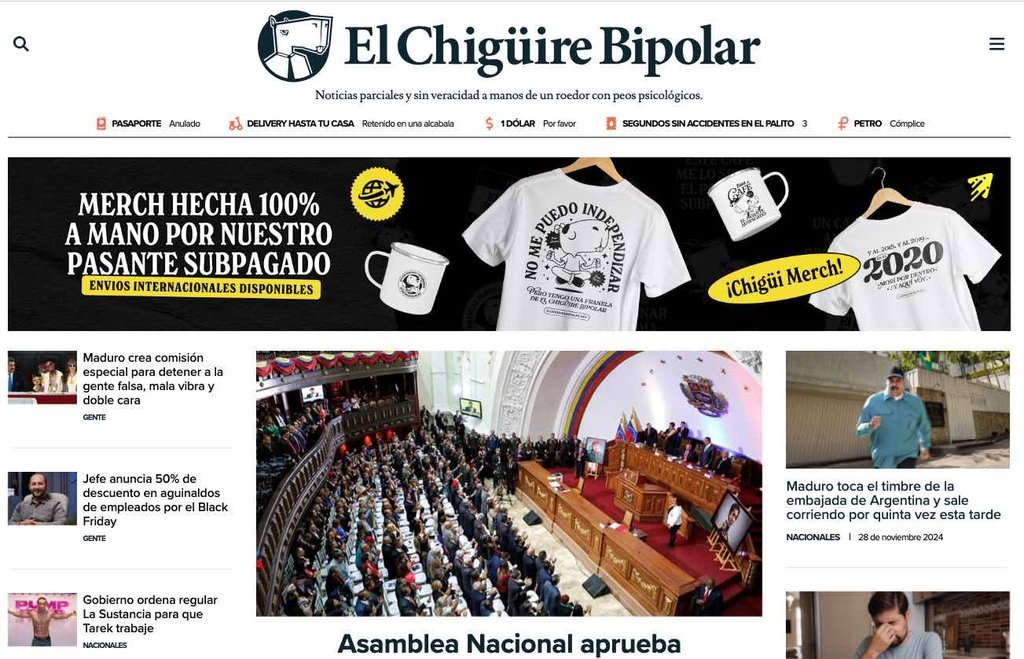 Screenshot of the El Chigüire Bipolar website