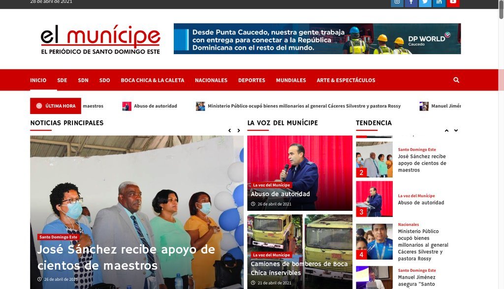 Screenshot of the El Municipe website