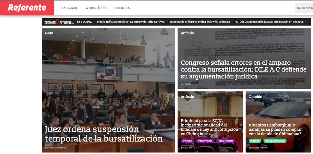 Screenshot of the El Referente website