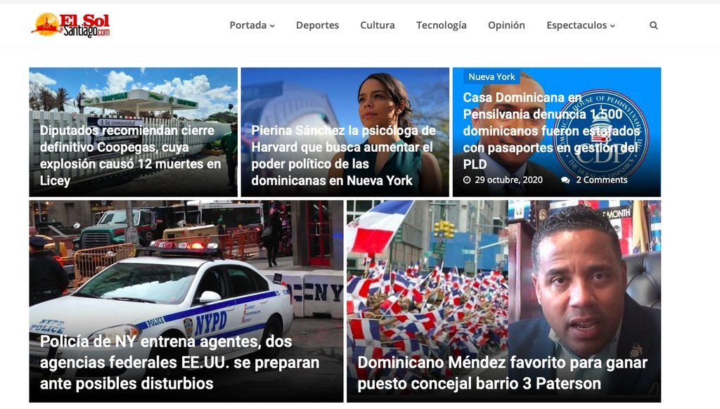 Screenshot of the El Sol De Santiago website