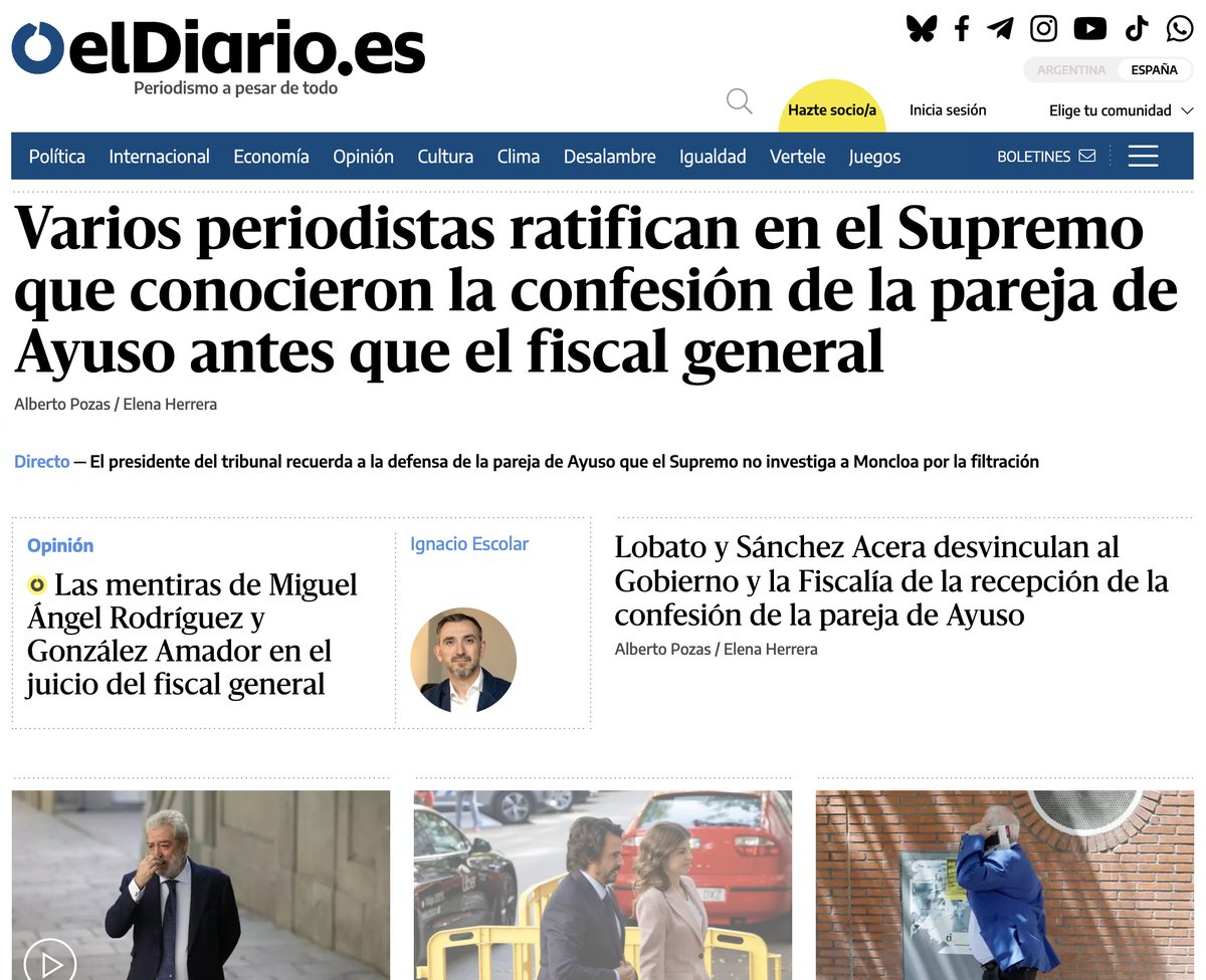 Screenshot of the elDiario.es website
